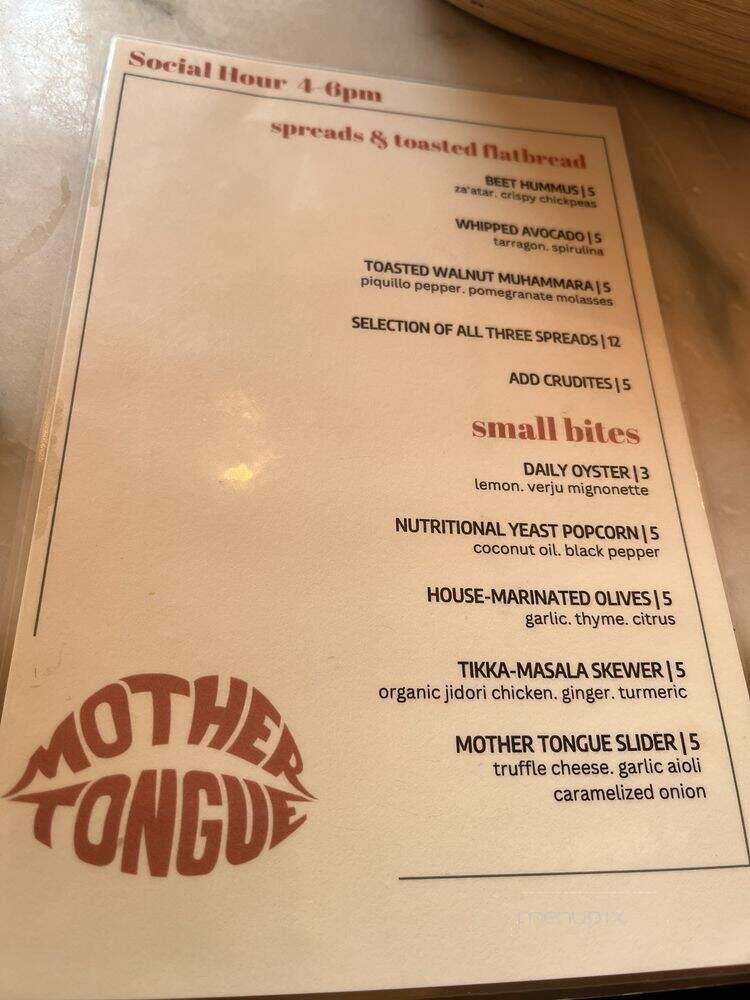 Mother Tongue - Los Angeles, CA menu_pic