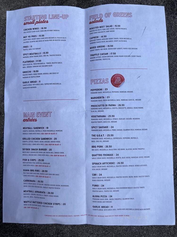 Skybox Taphouse - Honolulu, HI menu_pic