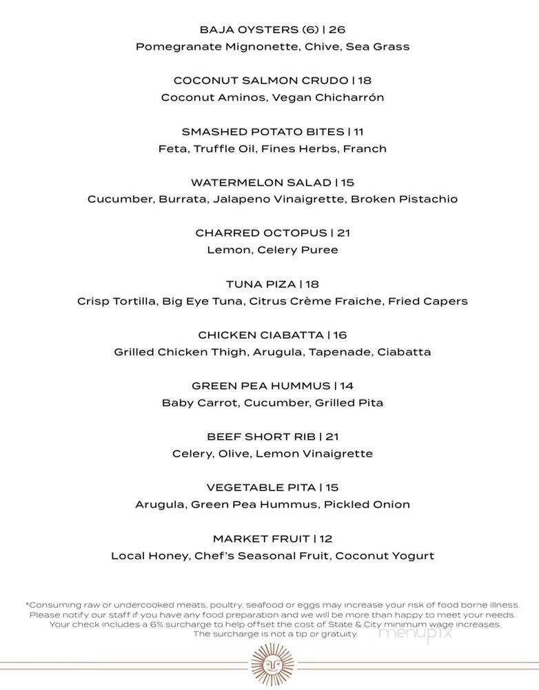 The Rooftop Bar - Oceanside, CA menu_pic