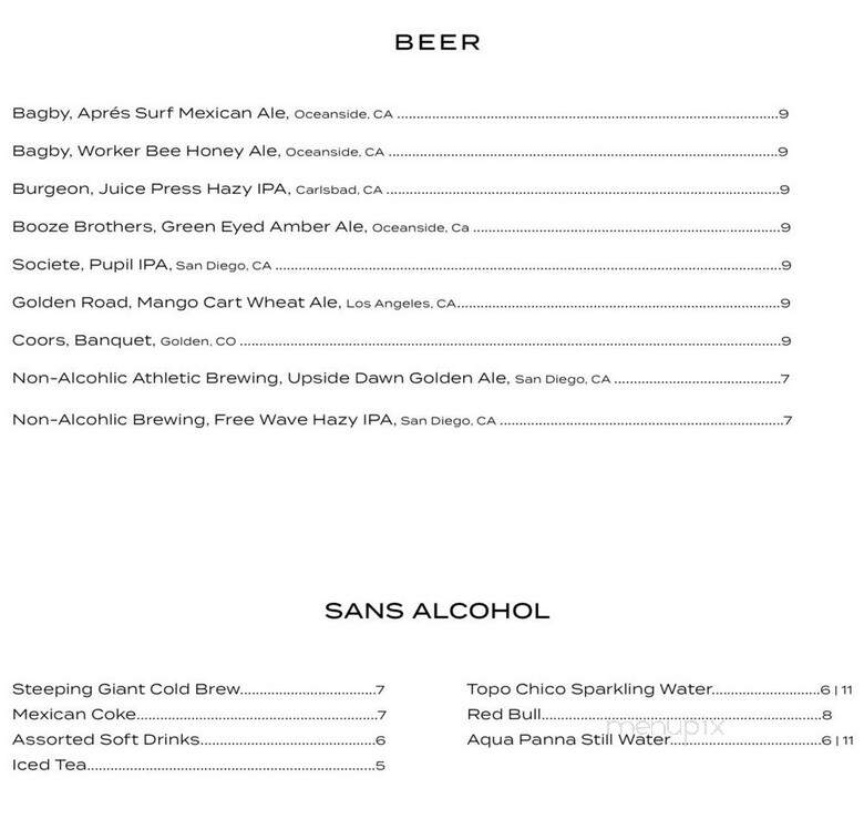 The Rooftop Bar - Oceanside, CA menu_pic