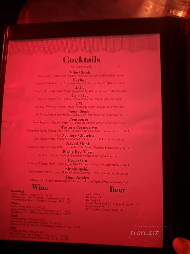 Harriet's Rooftop - West Hollywood, CA menu_pic
