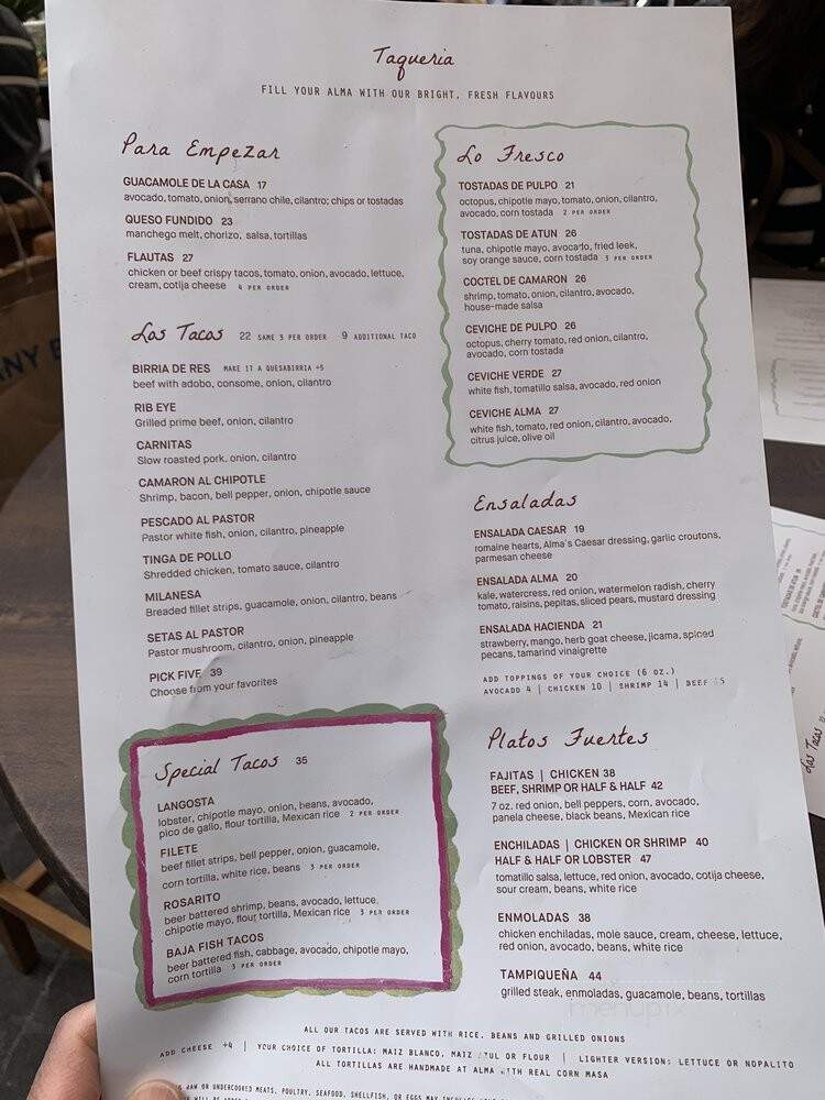 Alma Cocina de Mexico - Los Angeles, CA menu_pic