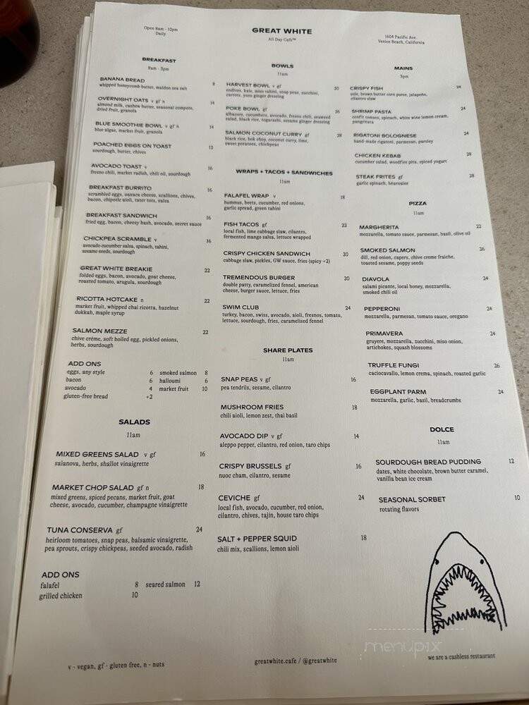 Great White - Los Angeles, CA menu_pic