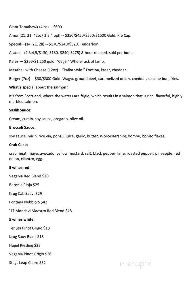 Nusr-Et Steakhouse - Beverly Hills, CA menu_pic