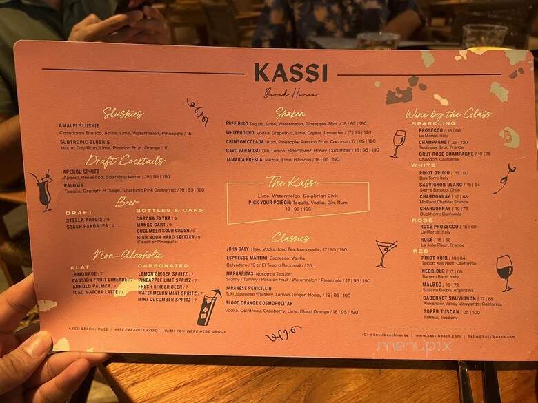 Kassi Beach House - Las Vegas, NV menu_pic