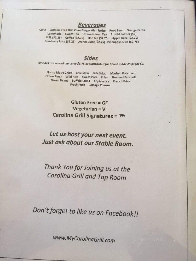 Carolina Grill - Whitestown, IN menu_pic
