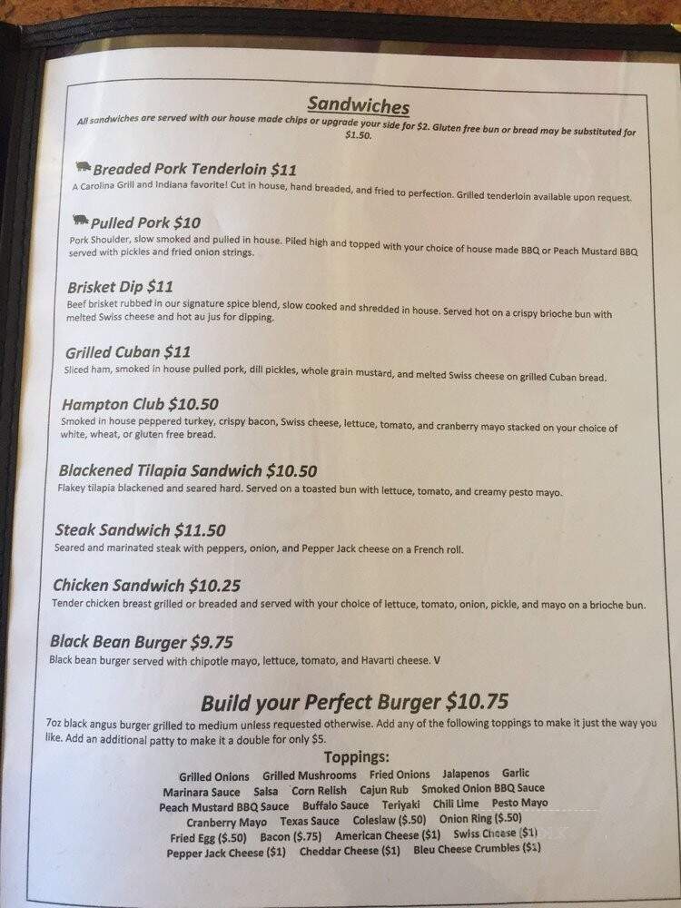 Carolina Grill - Whitestown, IN menu_pic
