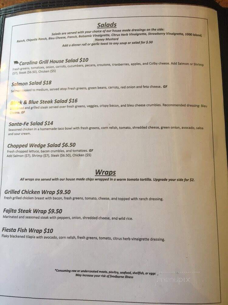 Carolina Grill - Whitestown, IN menu_pic