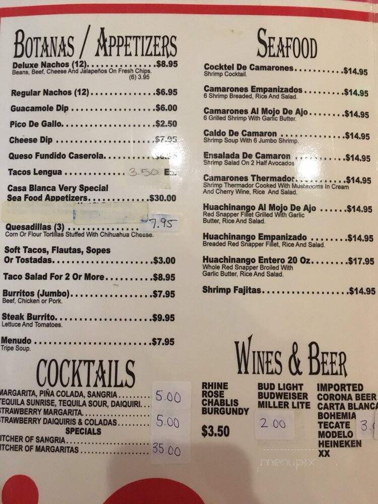 Casa Blanca - East Chicago, IN menu_pic