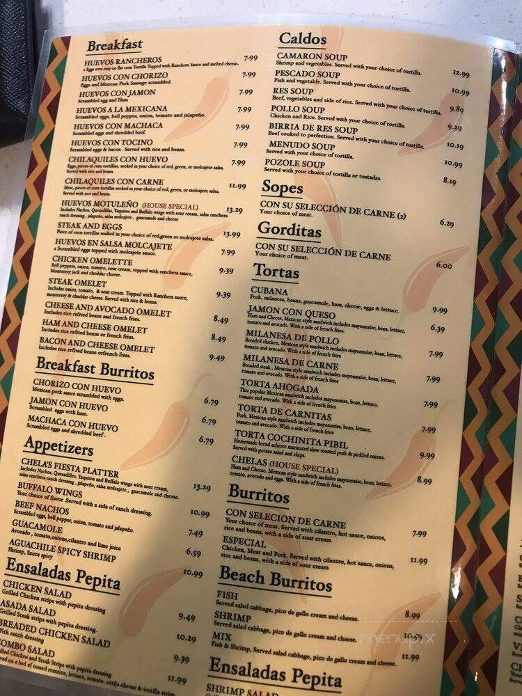 Chela's Authentic Mexican - Highland, IN menu_pic