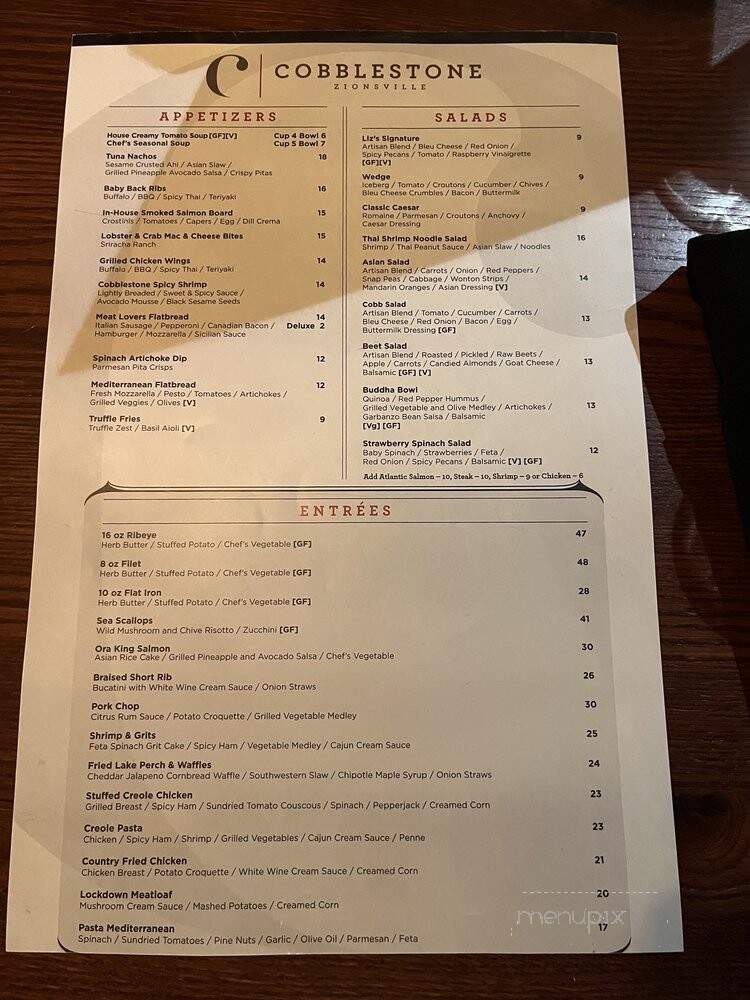 Cobblestone Grill - Zionsville, IN menu_pic