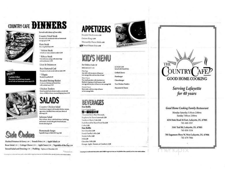 Country Cafe - Lafayette, IN menu_pic