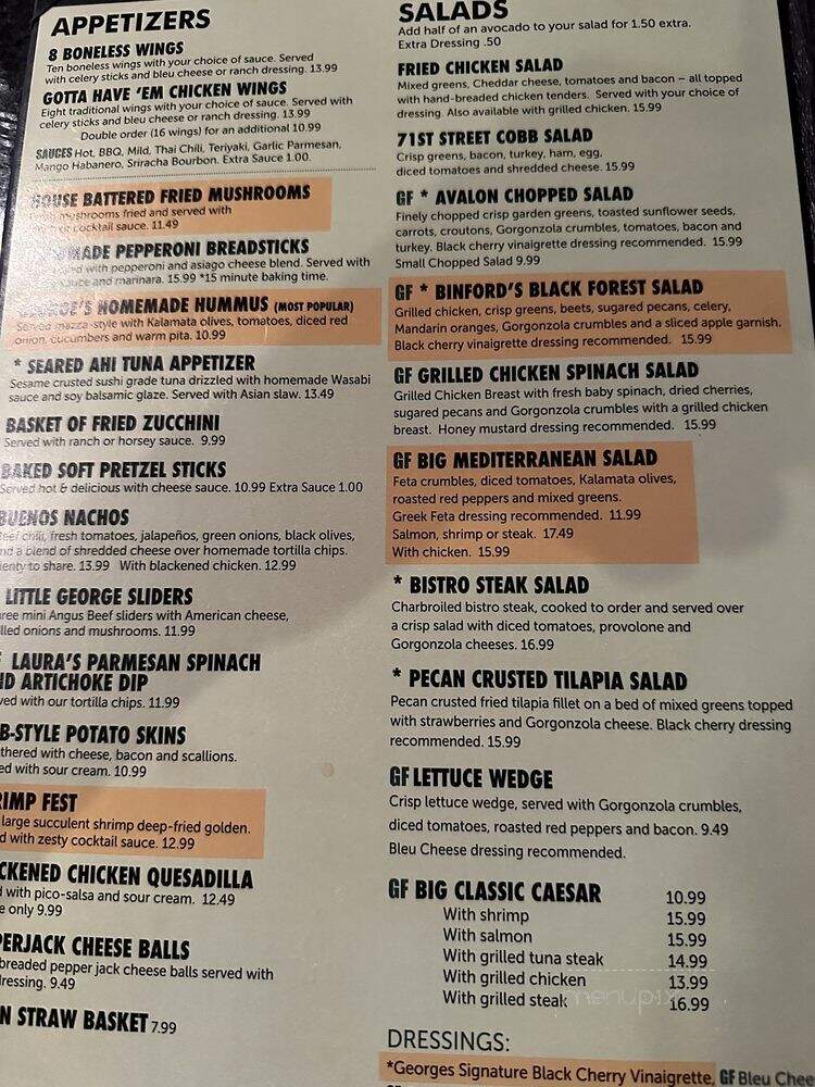 Georges Neighborhood Grille - Indianapolis, IN menu_pic