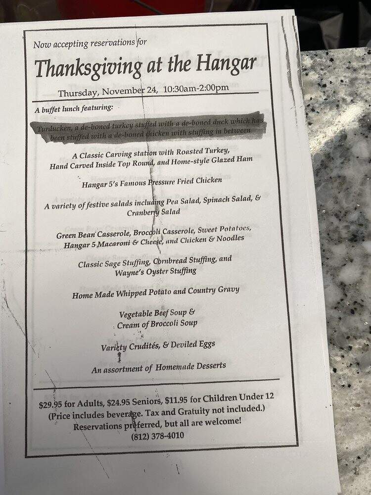Hangar 5 Restaurant - Columbus, IN menu_pic