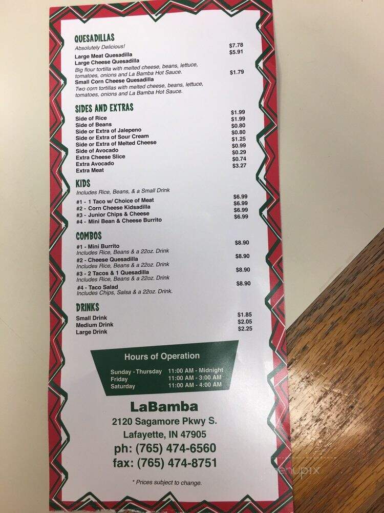La Bamba Mexican Restaurant - Lafayette, IN