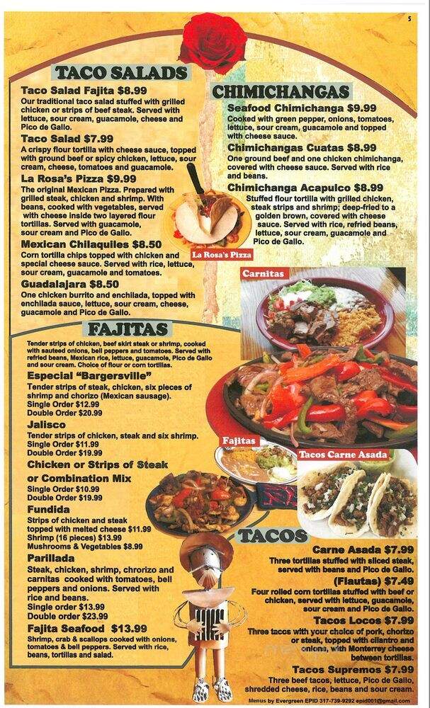 La Chalupa Mexican Restaurant - Bargersville, IN menu_pic