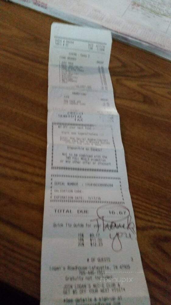 Logan's Roadhouse - Lafayette, IN menu_pic