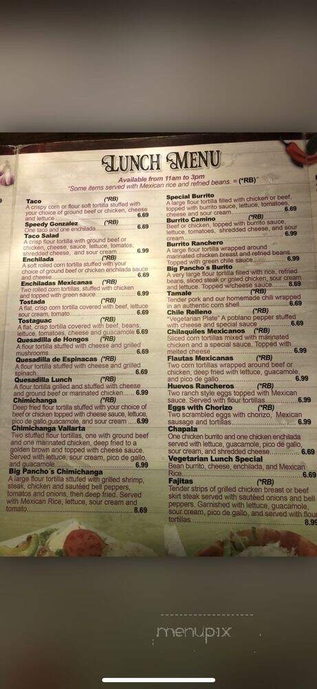 Los Tres Caminos - Martinsville, IN menu_pic