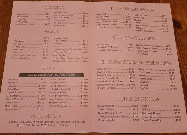 Scampy's Annex - Anderson, IN menu_pic
