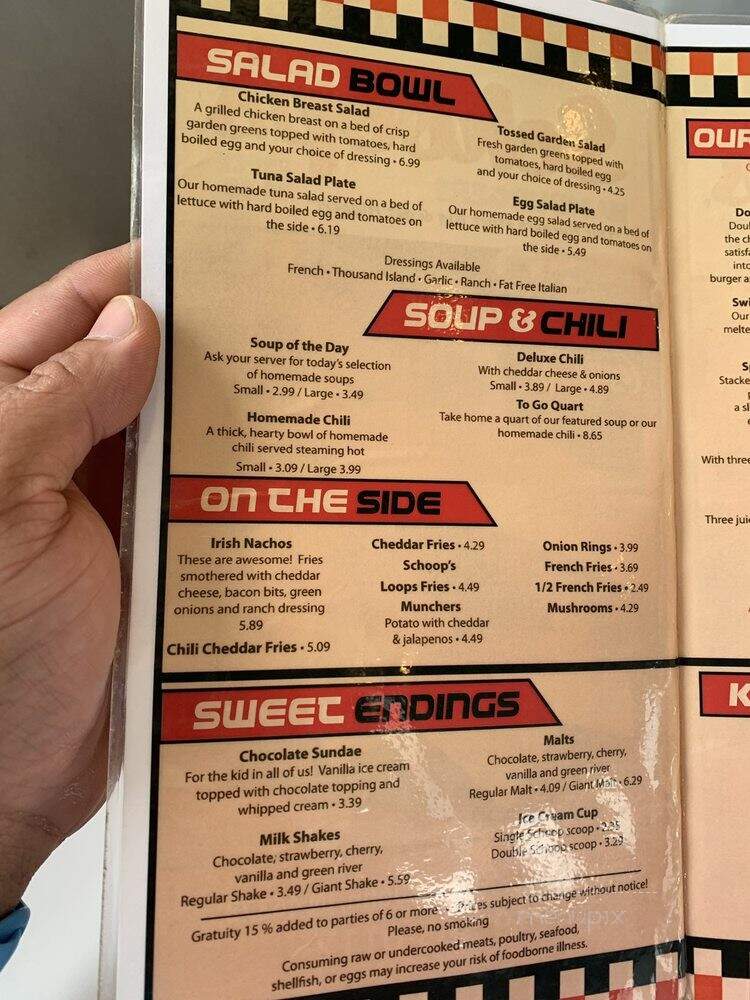 Schoop's Hamburgers - Saint John, IN menu_pic