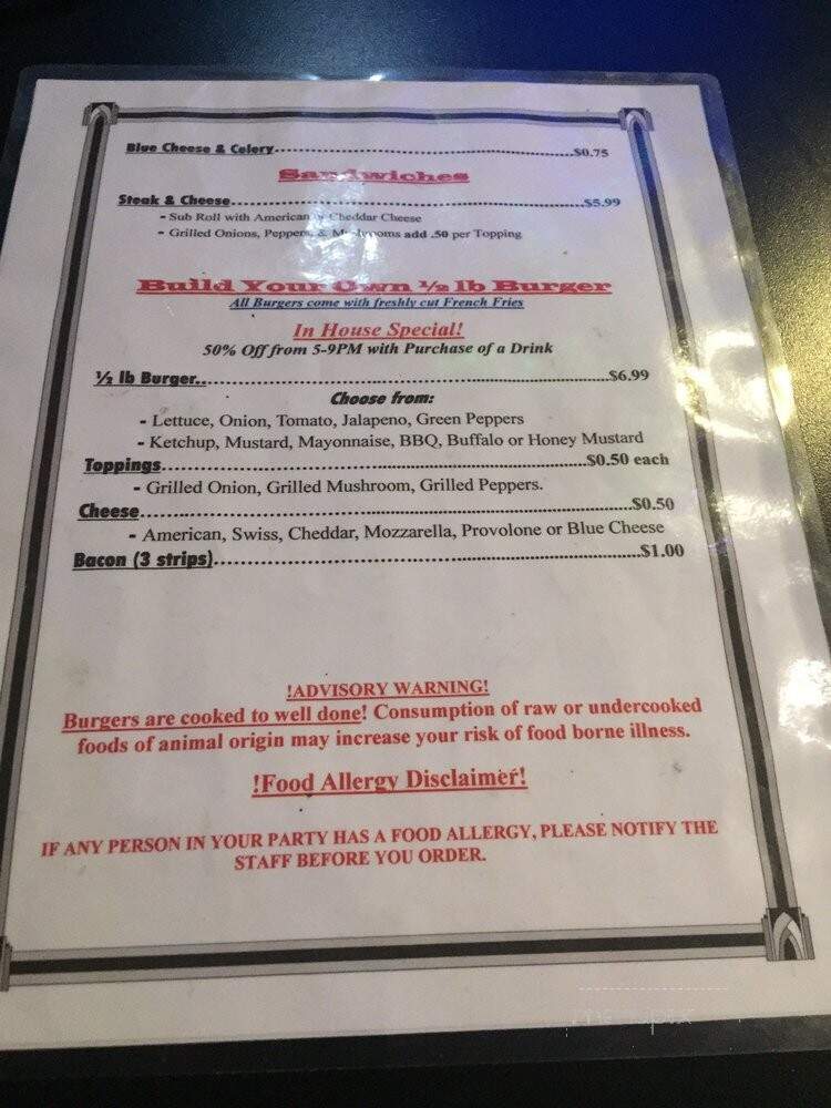 Pawtucket Patriot Bar & Grill - Pawtucket, RI menu_pic