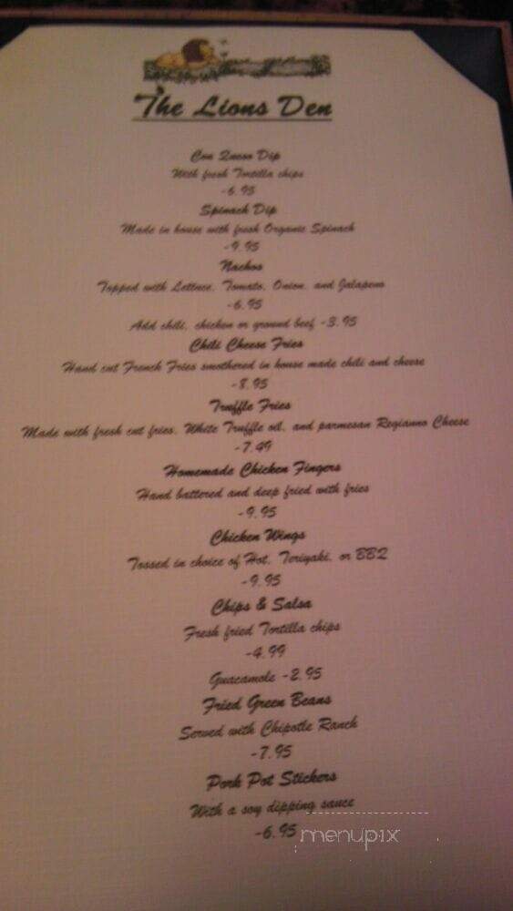 Nine Lions Tavern - Deerfield, NH menu_pic