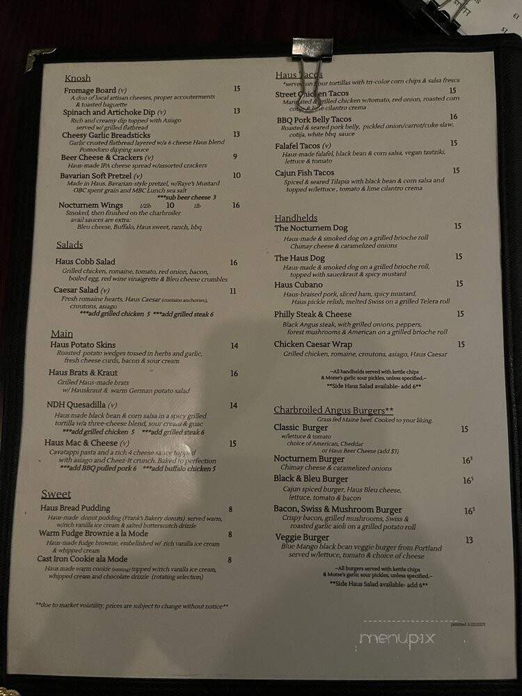 Nocturnem Draft Haus - Bangor, ME menu_pic