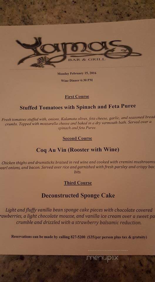 Yamas - Old Town, ME menu_pic