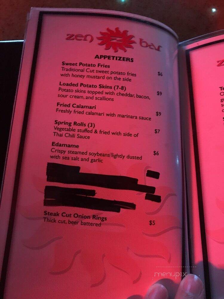Zen Bar - Plainville, CT menu_pic