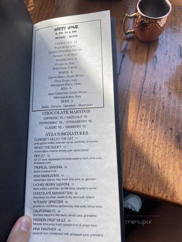Ayza Wine & Chocolate Bar - New York, NY menu_pic