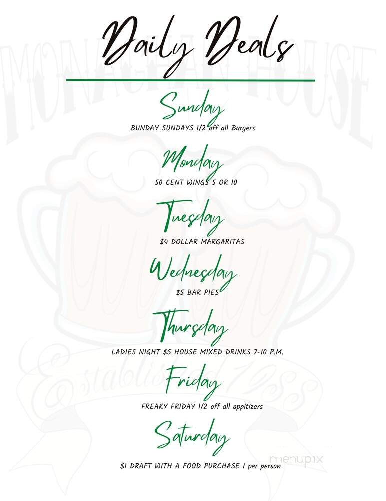Monaghan House - South Amboy, NJ menu_pic