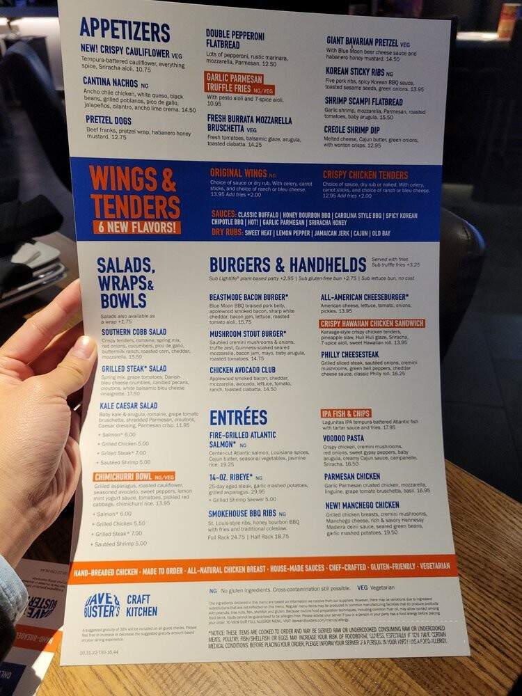 Dave & Busters - Pelham Manor, NY menu_pic
