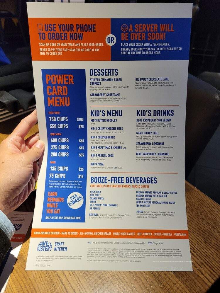 Dave & Busters - Pelham Manor, NY menu_pic