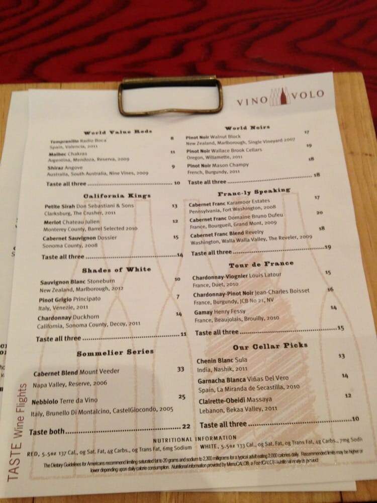 Vino Volo - Philadelphia, PA menu_pic