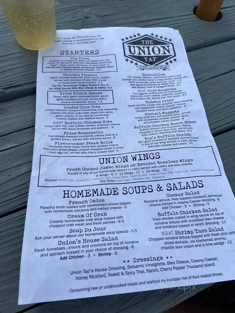 The Union Tap - Philadelphia, PA menu_pic