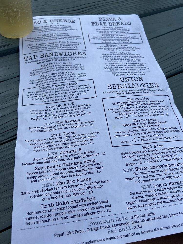 The Union Tap - Philadelphia, PA menu_pic