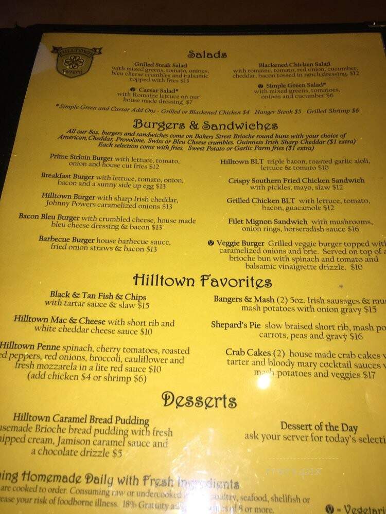 Hilltown Tavern - Philadelphia, PA menu_pic