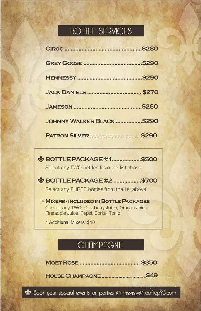 Rooftop 93 - New York, NY menu_pic