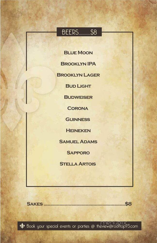 Rooftop 93 - New York, NY menu_pic