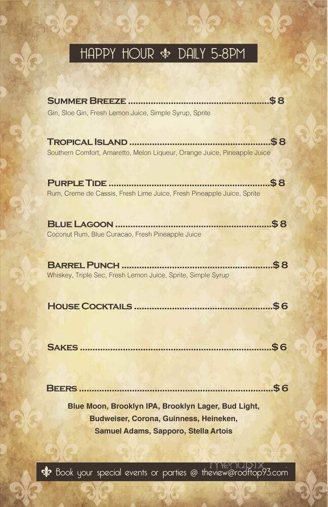 Rooftop 93 - New York, NY menu_pic