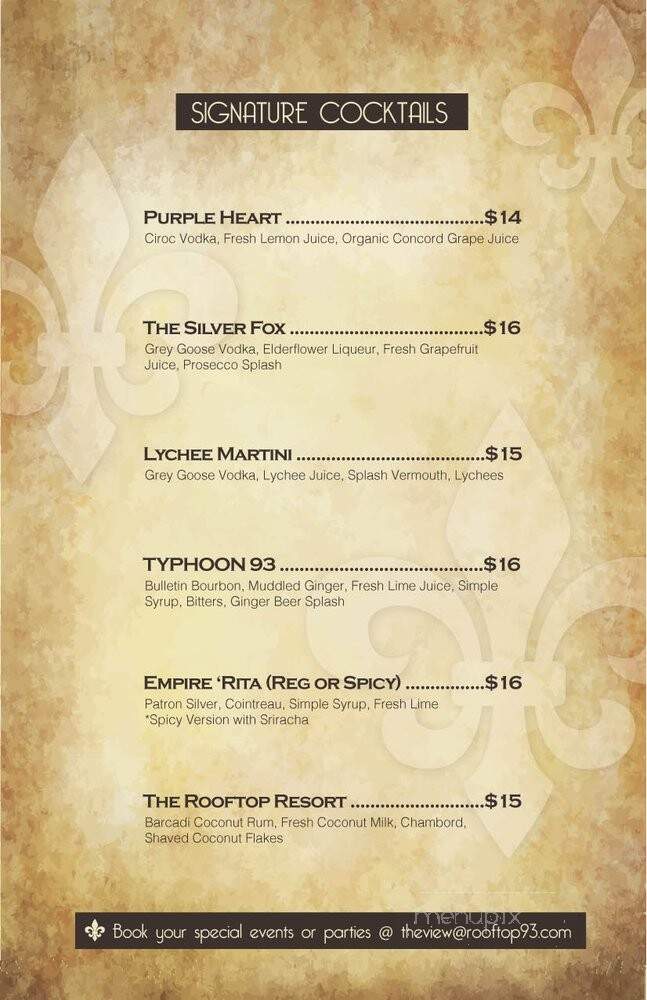 Rooftop 93 - New York, NY menu_pic