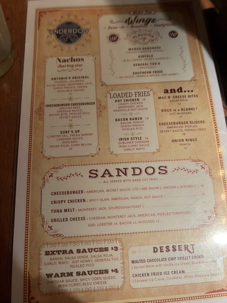 Underdog - New York, NY menu_pic