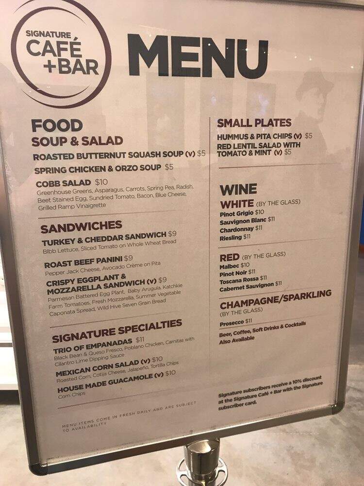 Signature Cafe and Bar - New York, NY menu_pic