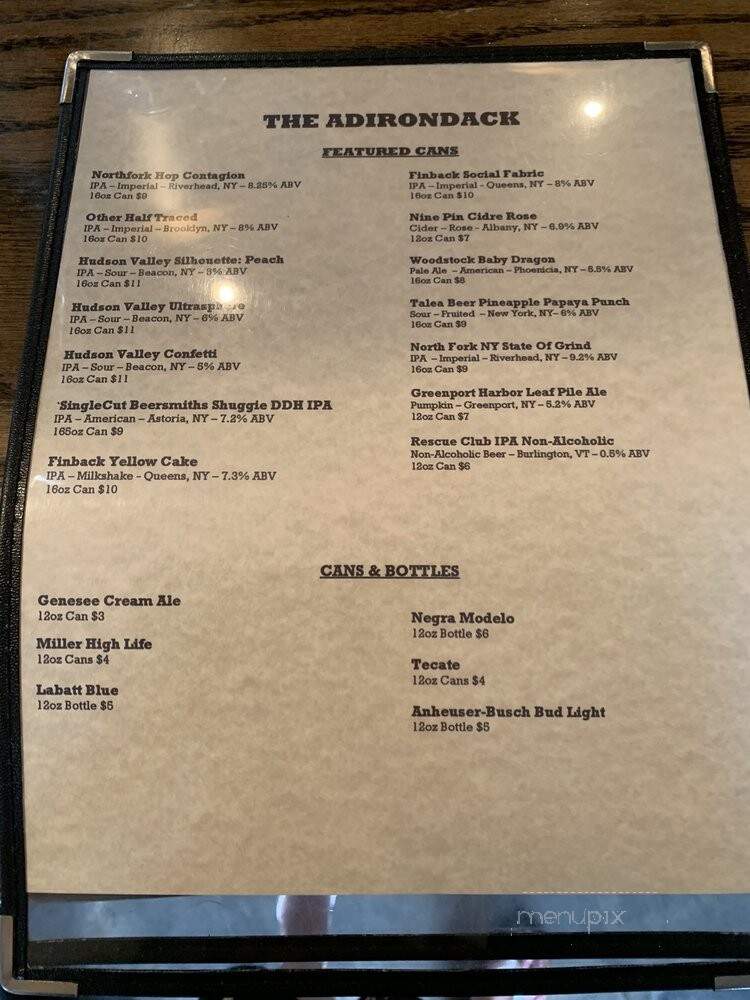 The Adirondack - Brooklyn, NY menu_pic