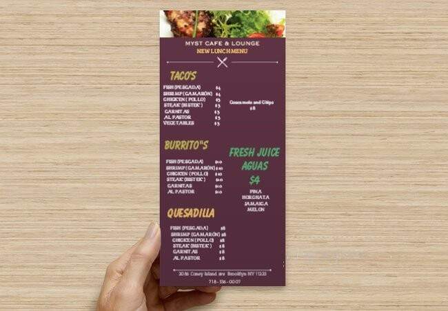 Myst Lounge - Brooklyn, NY menu_pic
