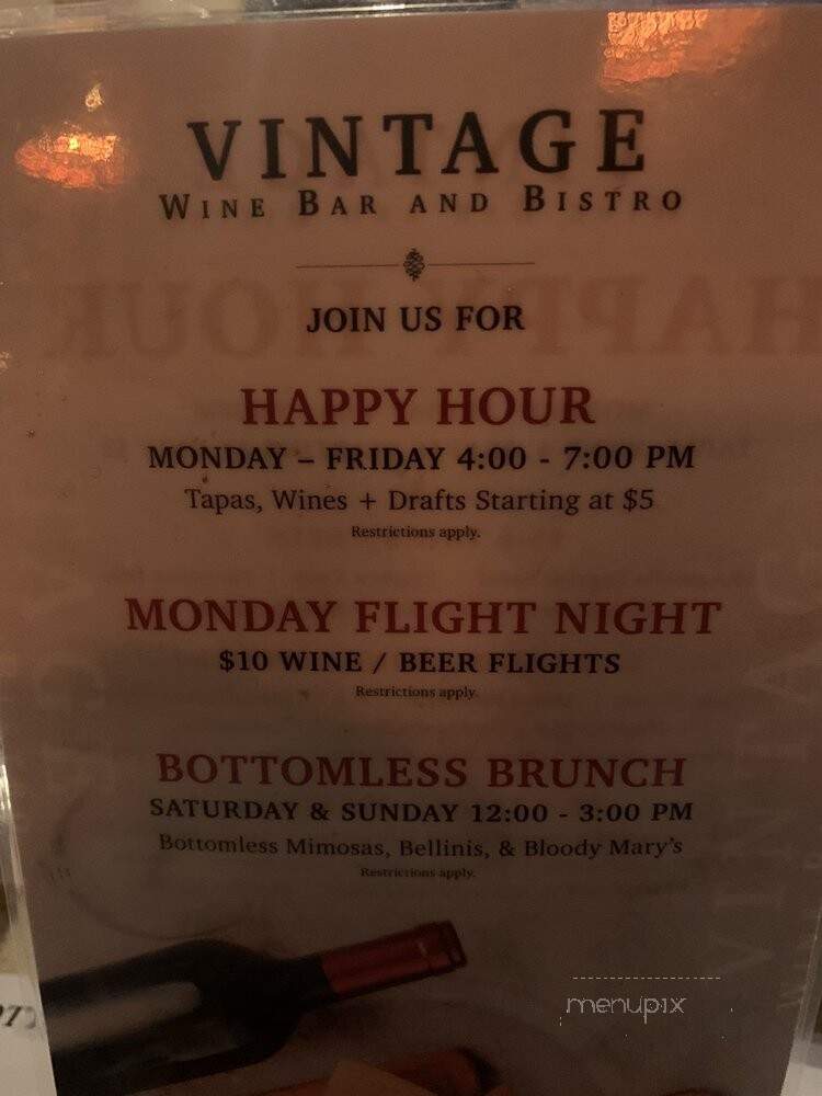 Vintage Wine Bar and Bistro - Farmingdale, NY menu_pic