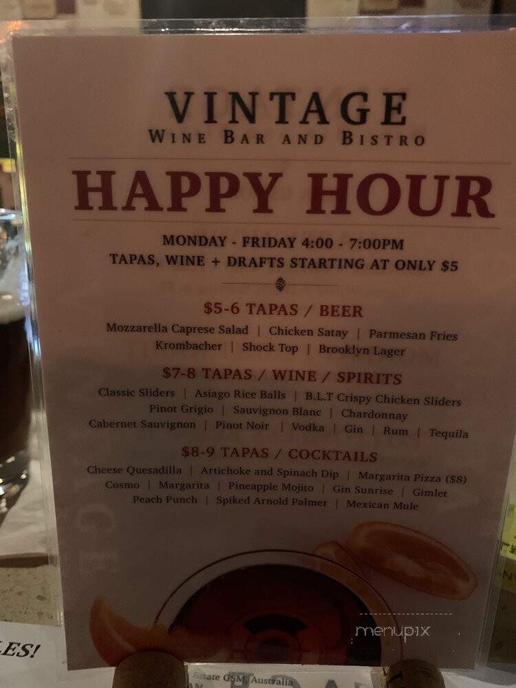 Vintage Wine Bar and Bistro - Farmingdale, NY menu_pic