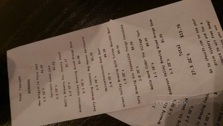 Pour Taproom - Asheville, NC menu_pic