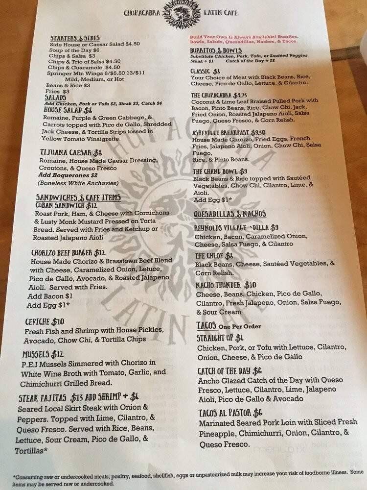 Chupacabra Latin Cafe - Asheville, NC menu_pic