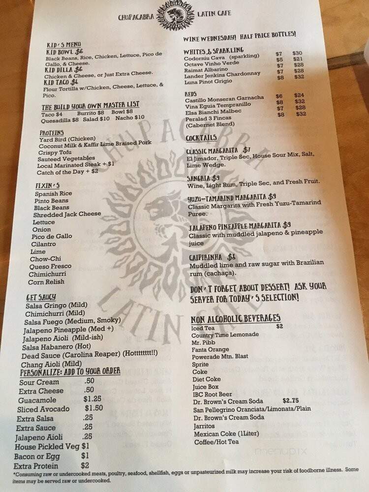 Chupacabra Latin Cafe - Asheville, NC menu_pic